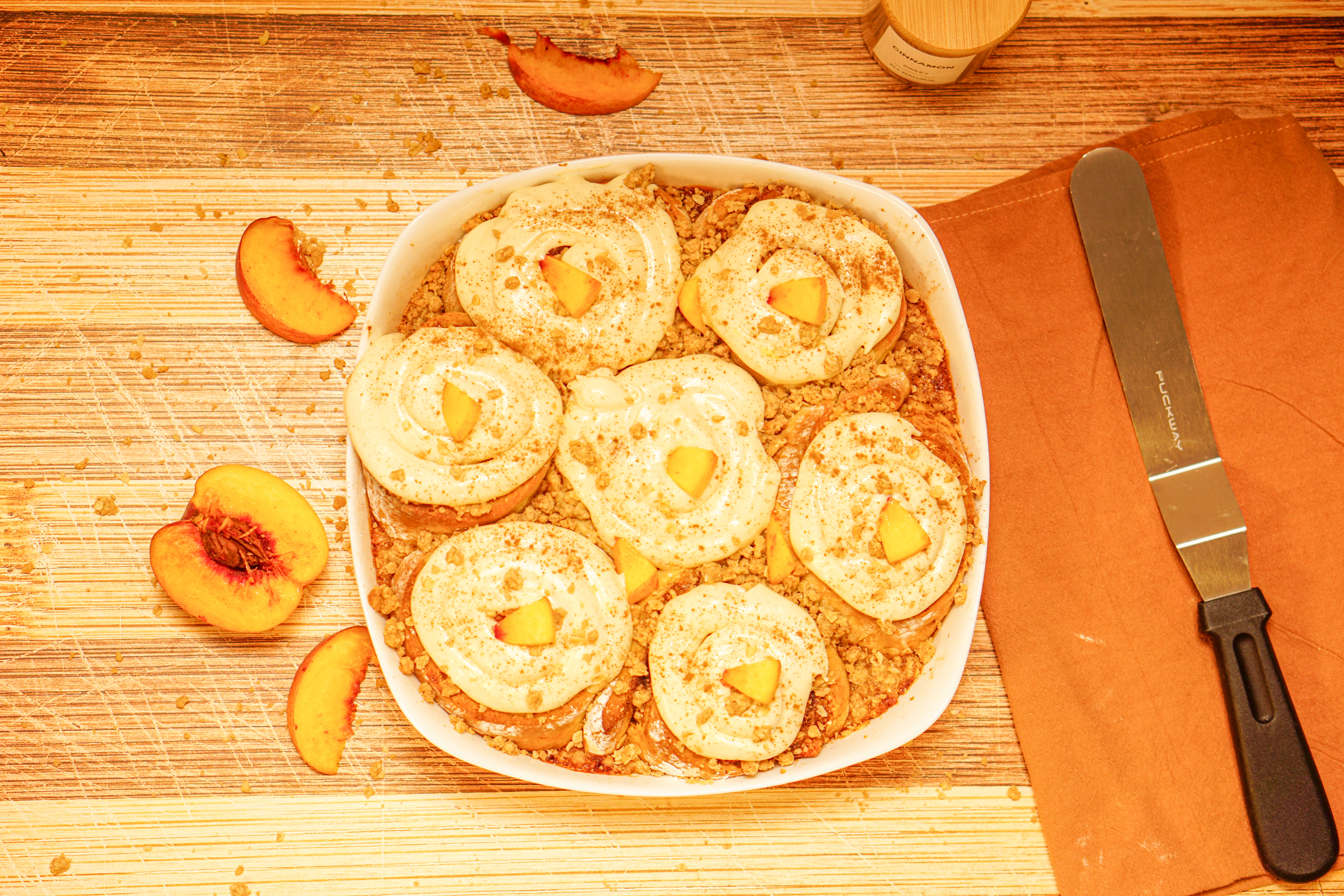 Gluten Free Peach Cobbler Cinnamon Rolls